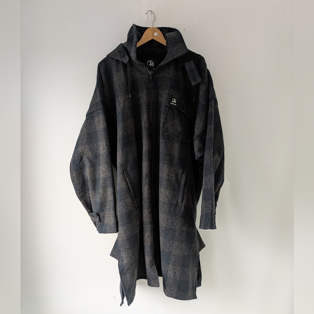 Swanndri Mosgiel Mens Wool Zip Front Bush Shirt/Coat Grey Blue
